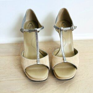 Tod's Carine Melina Open Toe Leather Platform Sandal 38 Ret $850